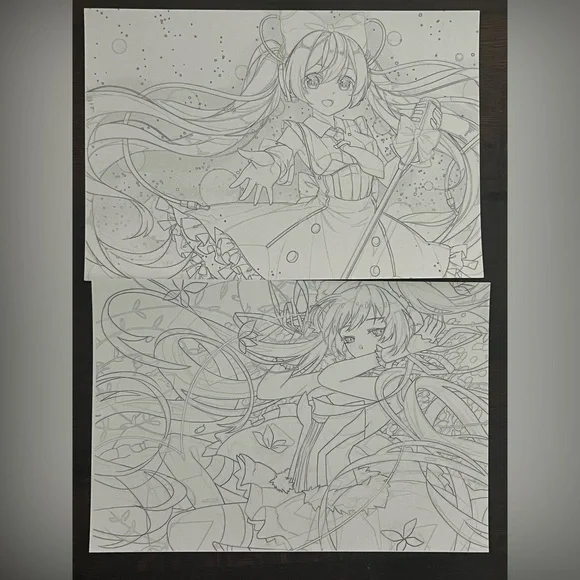 10 pack of sketch-like hatsune Miku colouring pages - Picture 6 of 7
